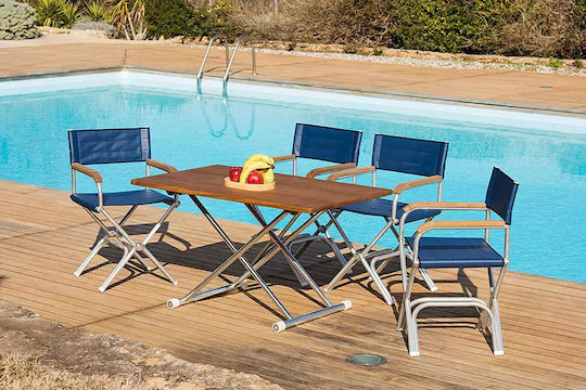 Masă pliabilă pentru barcă din aluminiu și tec Forma Marine, 2 înălțimi 125x75x53/72cm A8000tt
