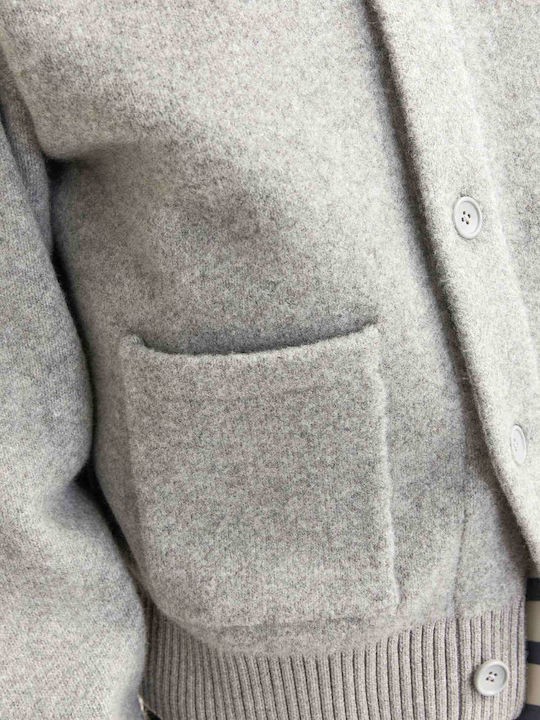 Ανδρική Ζακέτα Πλεκτή με Κουμπιά Light Grey Melange