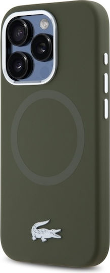 Lacoste Silicone Croco Logo Magsafe Umschlag Rückseite Kunststoff / Silikon Khaki (iPhone 15 Pro Max)