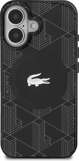 Lacoste Blend Monogram MagSafe Umschlag Rückseite Kunststoff Schwarz (iPhone 16 Plus)