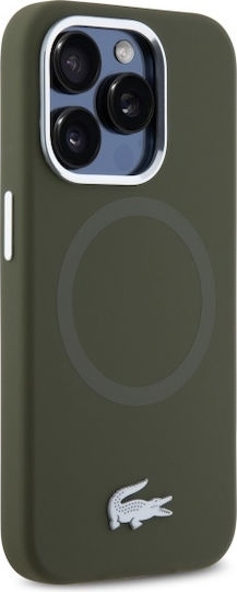 Lacoste Silicone Croco Logo Magsafe Umschlag Rückseite Kunststoff / Silikon Khaki (iPhone 15 Pro Max)