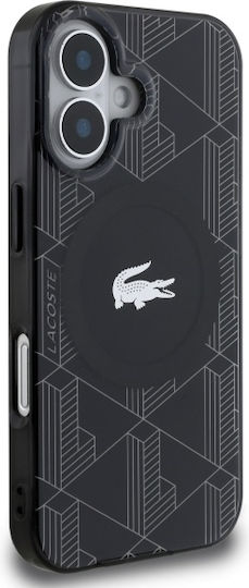 Lacoste Blend Monogram MagSafe Umschlag Rückseite Kunststoff Schwarz (iPhone 16 Plus)
