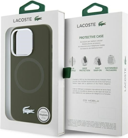 Lacoste Silicone Croco Logo Magsafe Umschlag Rückseite Kunststoff / Silikon Khaki (iPhone 15 Pro Max)