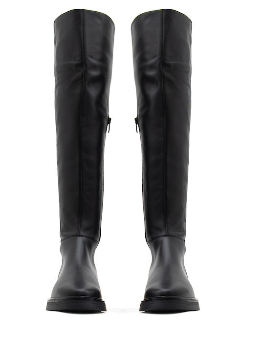 Leder Damenstiefel Schwarz
