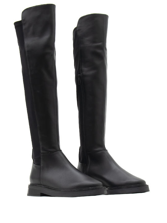 Leder Damenstiefel Schwarz
