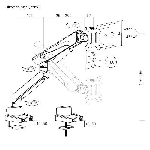 Brateck Ständer Auf dem Schreibtisch Bildschirm bis zu 40" mit Arm (LDT84-C012-KP01)