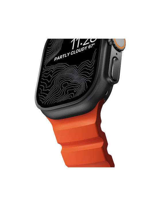 Curea Sport Nomad Rocky Point Fkm din Cauciuc Impermeabilă pentru Apple Watch Seria 4 5 6 Se 8 9 & Ultra 1/2 Apple Seria 10 46mm 42 44 45 46 49mm Magma Portocaliu Negru Nm014865858