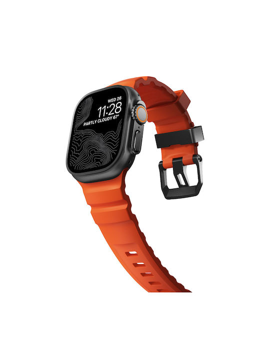 Curea Sport Nomad Rocky Point Fkm din Cauciuc Impermeabilă pentru Apple Watch Seria 4 5 6 Se 8 9 & Ultra 1/2 Apple Seria 10 46mm 42 44 45 46 49mm Magma Portocaliu Negru Nm014865858