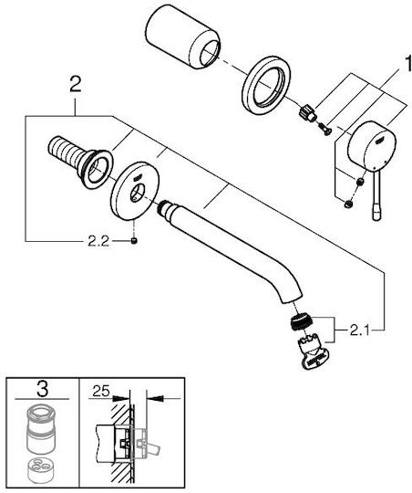 Grohe Essence Set Mischer & Auslauf für Wandmontage für für Waschbecken 1 Ausfahrt Bronze