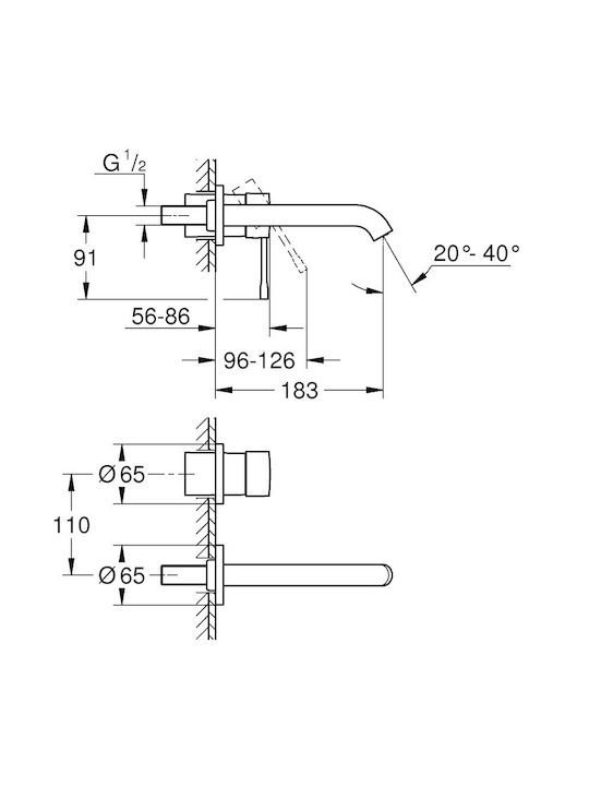 Grohe Essence Built-in Mixer & Spout Set for for Bathroom Sink 1 Exit Bronze