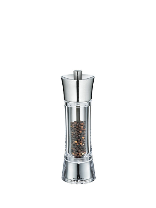 Zassenhaus Aachen Manual Glass Pepper Mill 18cm Silver