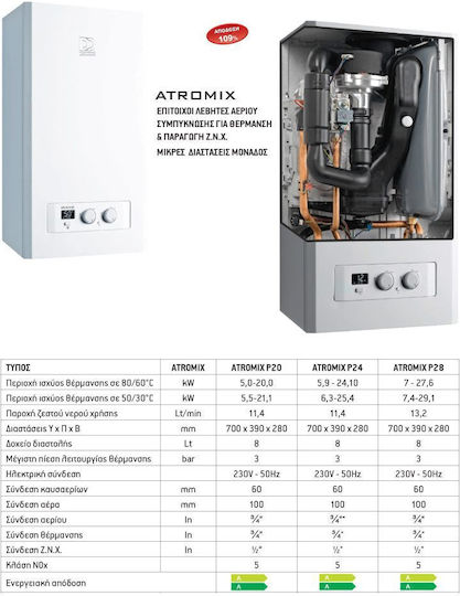 DemirDokum Atromix P20 Επιτοίχιος Λέβητας Συμπύκνωσης Αερίου 17196kcal/h