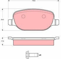 Set Plăcuțe De Frână Spate Disc Lancia Teză 2.0-3.2 07.02-07.09 Înălțime 50mm Lățime 116.6mm Grosime 17.8mm