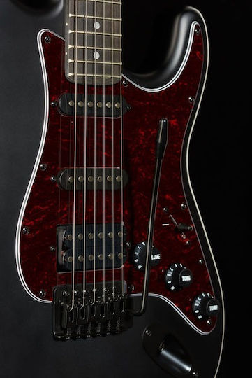 Harley Benton Електрическа Китара за Левичари Stratocaster с HSS Конфигурация на Пикапите Сатенено черно