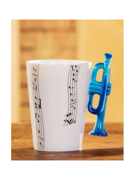 Gadget Master Musik mit Griff Trompete Becher Keramik Blau 250ml