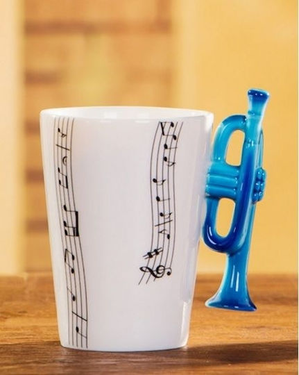 Gadget Master Muzicală cu mâner Trompetă Cana Ceramică Albastru 250ml