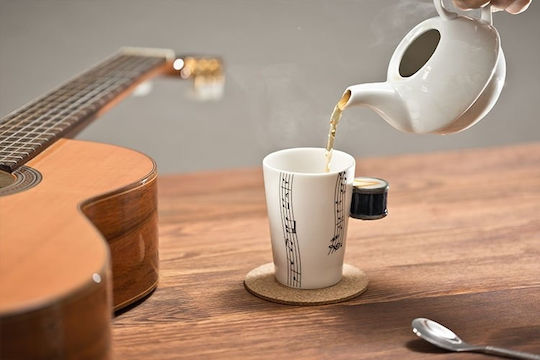 Gadget Master Musik Tasse mit Trommelgriff Becher Keramik Weiß 250ml