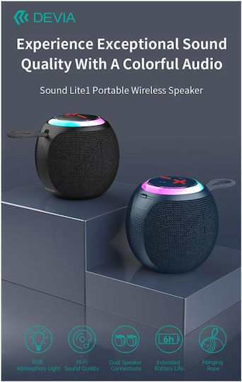 Devia Lite1 Ηχείο Bluetooth 5W με Ραδιόφωνο και Διάρκεια Μπαταρίας έως 6 ώρες Μαύρο