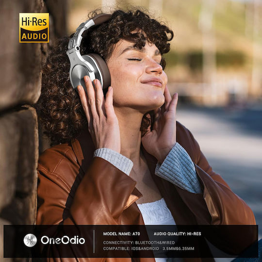 OneOdio Fusion A70 Ασύρματα / Ενσύρματα Over Ear Ακουστικά με 72 ώρες Λειτουργίας Καφέ