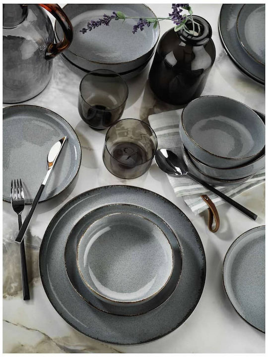 Kutahya Porselen Plate Shallow made of Porcelain Gray with Diameter 24cm