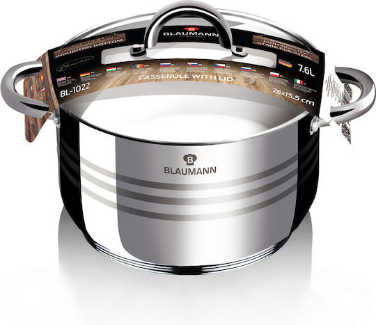 Blaumann Gourmet Line Βαθιά Ανοξείδωτη Κατσαρόλα 7.6lt / 26cm