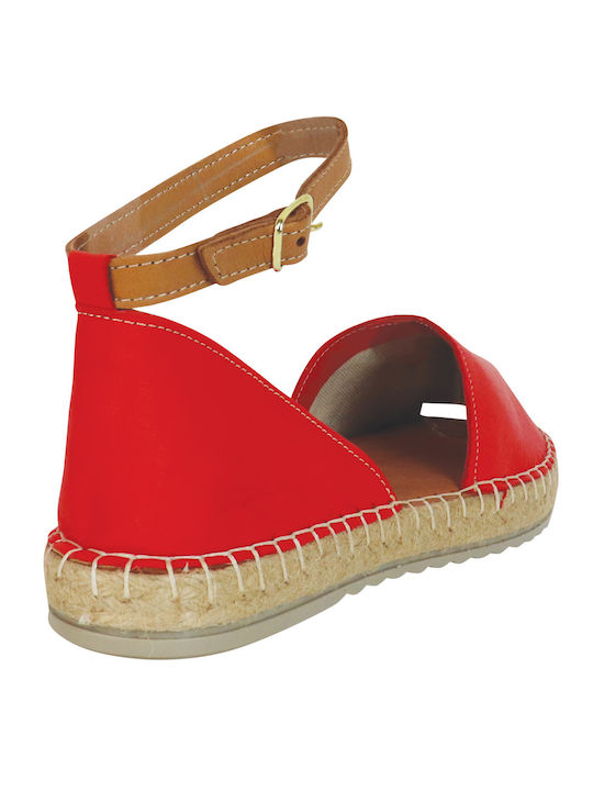 Women's Leather Espadrilles Red