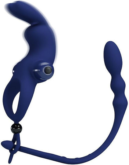 Pretty Love Rabbit Vibrator Δονούμενο Δαχτυλίδι Πέους Σιλικόνης Μπλε BI-239934