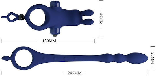 Pretty Love Rabbit Vibrator Δονούμενο Δαχτυλίδι Πέους Σιλικόνης Μπλε BI-239934