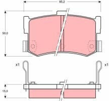 TRW Auto Bremsbelag Set 50,0mm Höhe 85,2mm Breite 15,0mm Dicke Acura Legende Honda Hyundai Rover