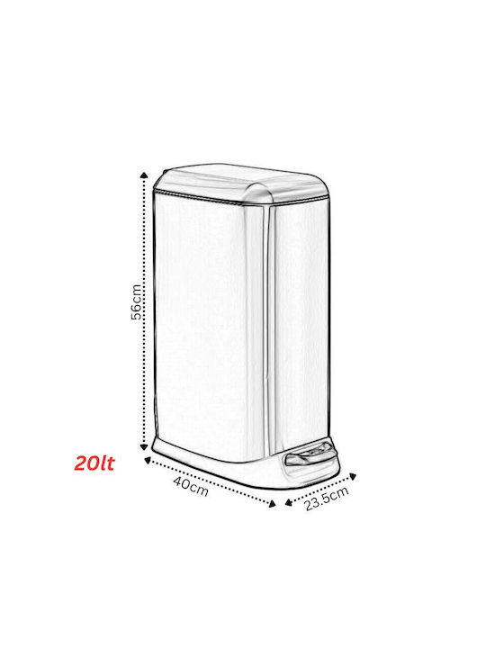 Vesta Waste Bin Waste made of Stainless Steel with Pedal INOX Μatte 20lt 1pcs