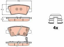 Trw Automotive Rear Brake Pad Set Hyundai Accent I10 Kona Kia Soul 41.2mm Height 99.8mm Width 15.5mm Thickness