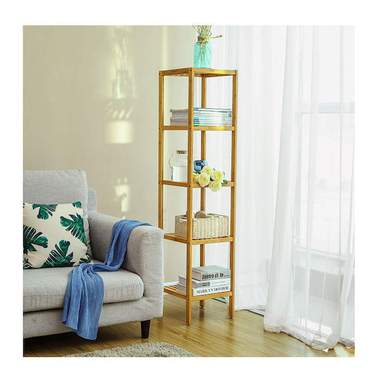 Songmics Στήλη Μπάνιου Δαπέδου Μ33xΒ33xΥ146cm Φυσικό Ξύλο