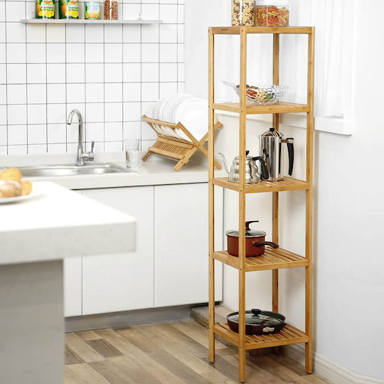 Songmics Στήλη Μπάνιου Δαπέδου Μ33xΒ33xΥ146cm Φυσικό Ξύλο