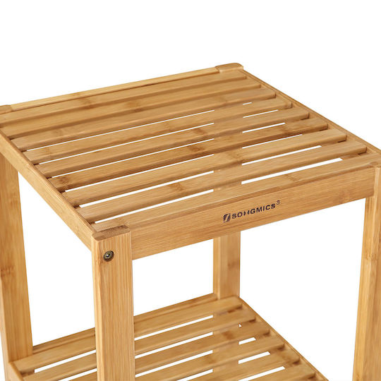 Songmics Στήλη Μπάνιου Δαπέδου Μ33xΒ33xΥ146cm Φυσικό Ξύλο