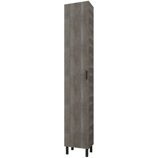 Drop Luna Floor Laccato Glossy Bathroom Column Cabinet L30xD27xH184cm Gray