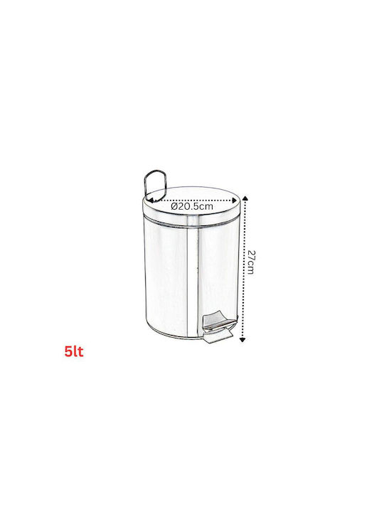 Vesta Inox Καλαθάκι Μπάνιου 5lt Ασημί