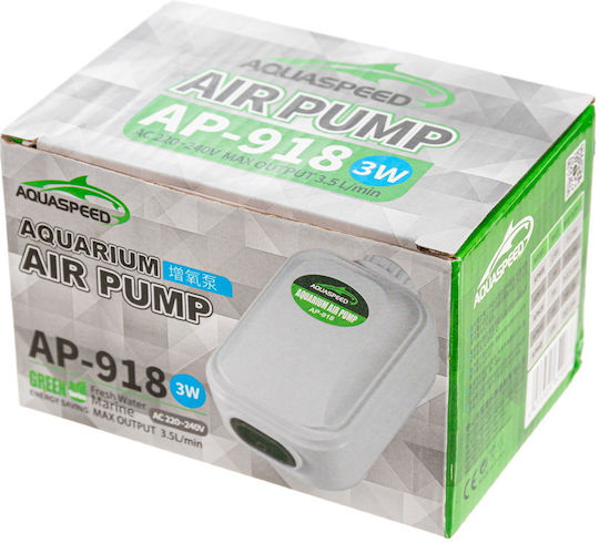 Aquarium Air Pump Single Outlet 3w Flow Rate Controller Maximum 210lt/h Aquaspeed M6xL12xH5cm
