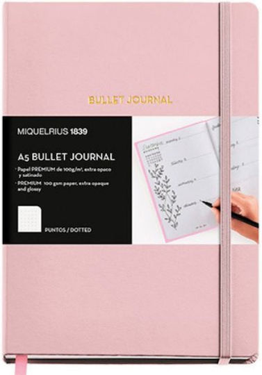 Miquelrius Notizbuch 96 Blätter A5 mit leeren Seiten und Gummiband Rosa
