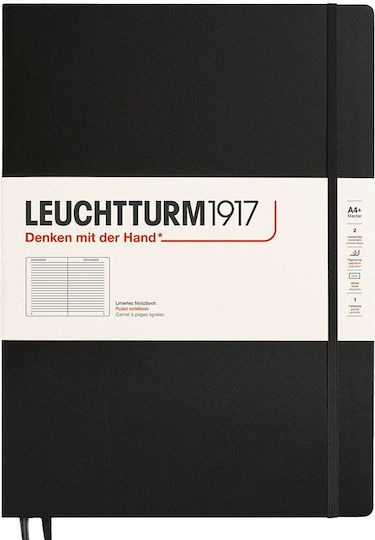Leuchtturm1917 Тетрадка 123 Листа A4 На райета Черен