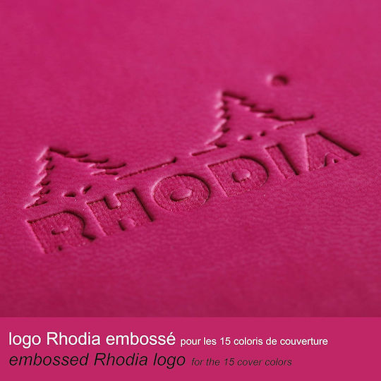 Rhodia Тетрадка 96 Листа A5 На райета с Ластик и Калъф за Химикалка Фуксия