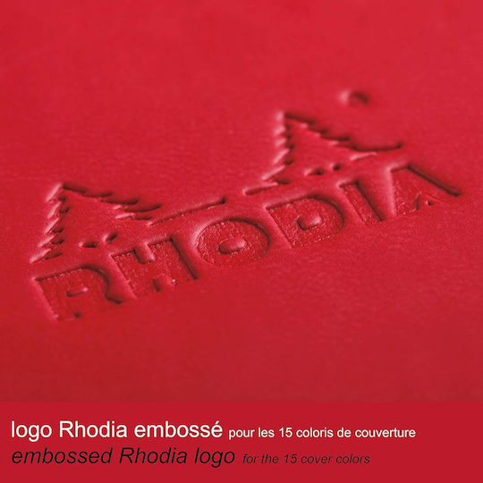 Rhodia Σημειωματάριο A5 96 Φύλλων Ριγέ με Σκληρό Εξώφυλλο, Στυλοθήκη και Λάστιχο Κόκκινο