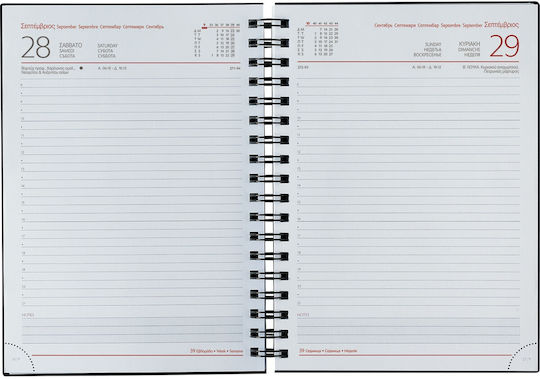 THeofylaktos Indiana Wire Daily Agendas 2025 INDIANA WIRE-O BEIGE Spiral 14.5x20.5cm