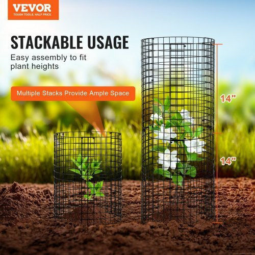 VEVOR 6 Pack Plant Protector from Animals 12.6'' Diameter x 14'' H Metal Plant Cage