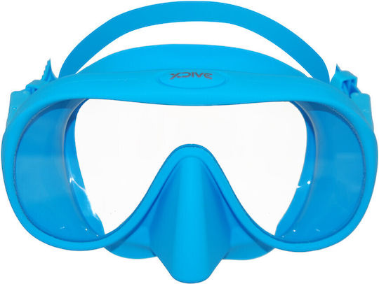 XDive Μάσκα Θαλάσσης Silicone with Snorkel Goa Medium in Light Blue color