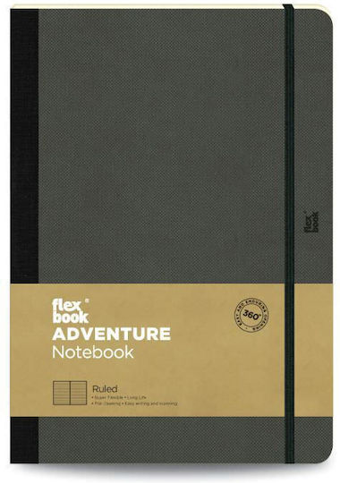 The Writing Fields Adventure Σημειωματάριο B5 96 Φύλλων Ριγέ με Λάστιχο Μαύρο