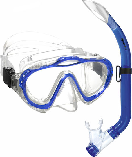 Mares Silicone Diving Mask with Snorkel Kids Sharky Junior Set Blue