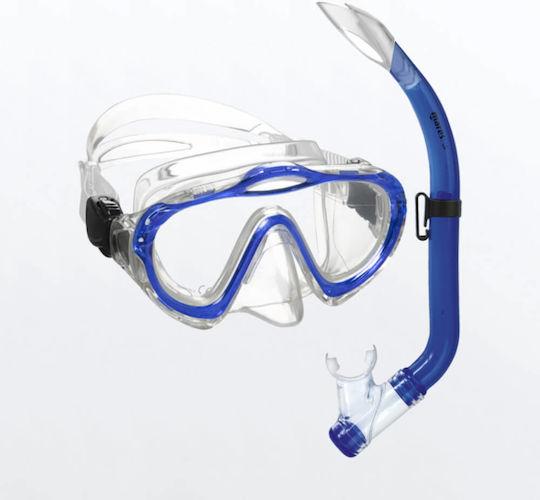 Mares Silicone Diving Mask with Snorkel Kids Sharky Junior Set Blue