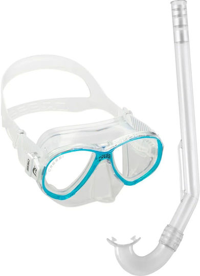 CressiSub Diving Mask with Snorkel Kids Perla Transparent/Aqua