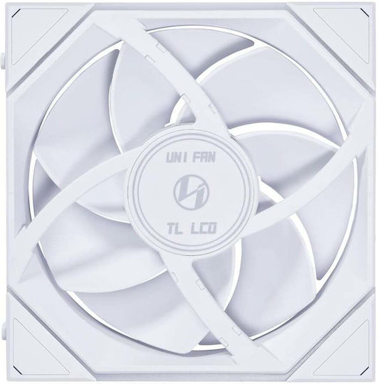 Lian Li Ventilator Pentru Carcasă UNI FAN TL LCD 140mm (1600rpm / 68.1cfm) cu Iluminare RGB și Conexiune 4-Pin PWM / 9-Pin Alb