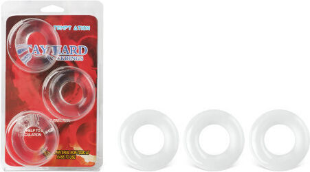 Clear Color Triple Cock Rings Kit 3.3 Cm